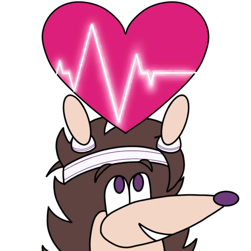 Hedgehog mascot with a heartbeat heart